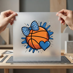 Basketball Bow Heart Sports Fitness Ready to Press DTF Transfer for Dtf