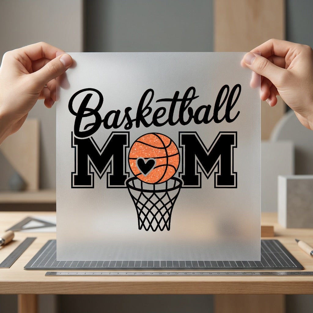 Basketball Mom Glitter Sports Mom Fitness Ready to Press DTF Transfer for Dtf