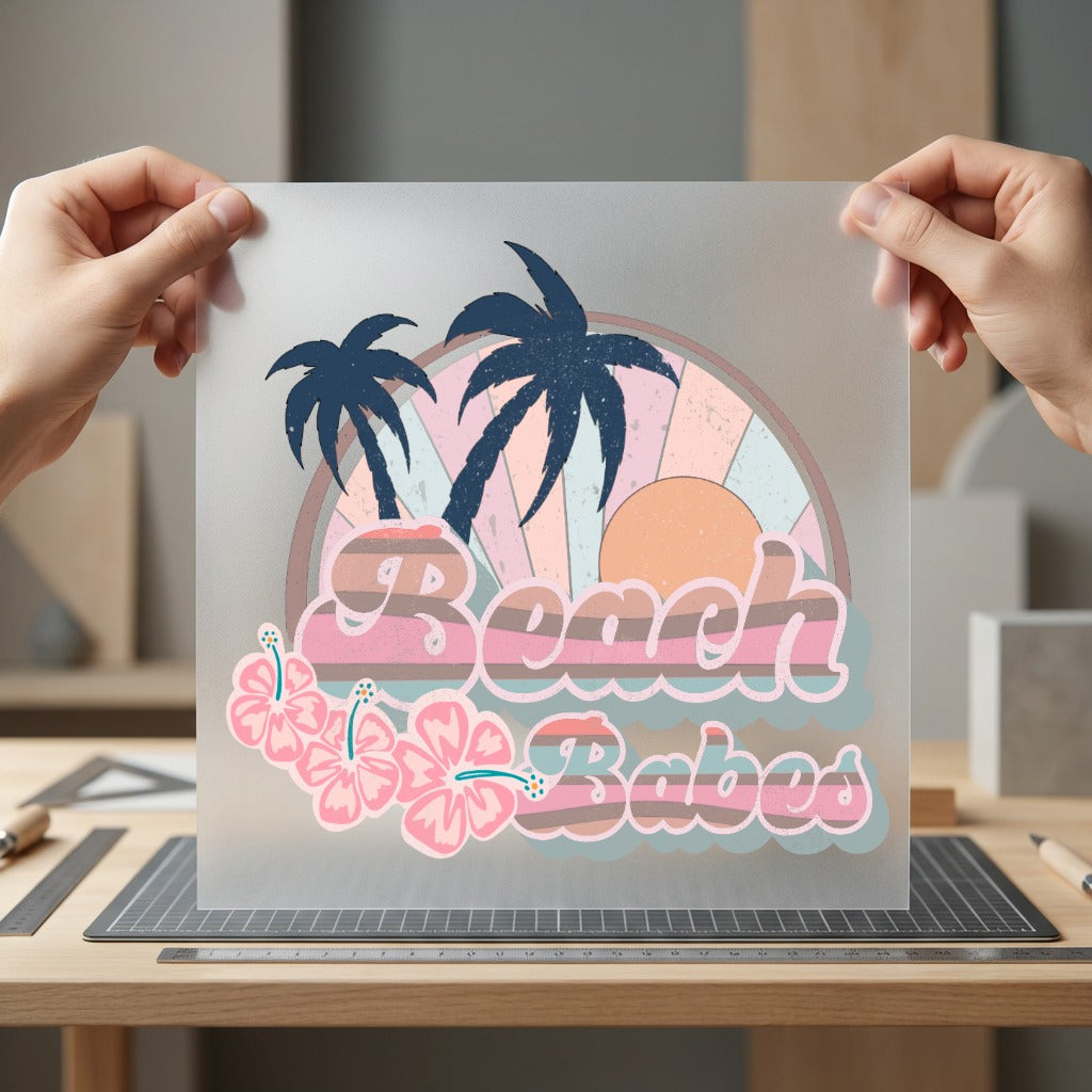 Beach Babes Retro Sunset Vintage Retro Ready to Press DTF Transfer for Dtf