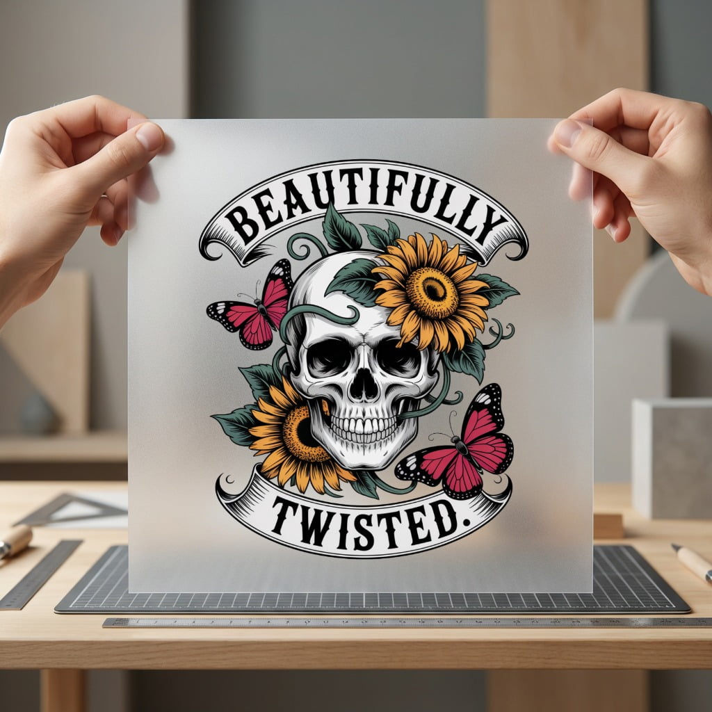 Beautifully Twisted Skull Sunflowers Vintage Retro Ready to Press DTF Transfer for Dtf