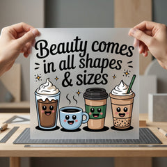 Beauty Comes All Shapes Food & Drink Culture Collection Positive Vibes Collection Ready to Press DTF Transfer for Dtf