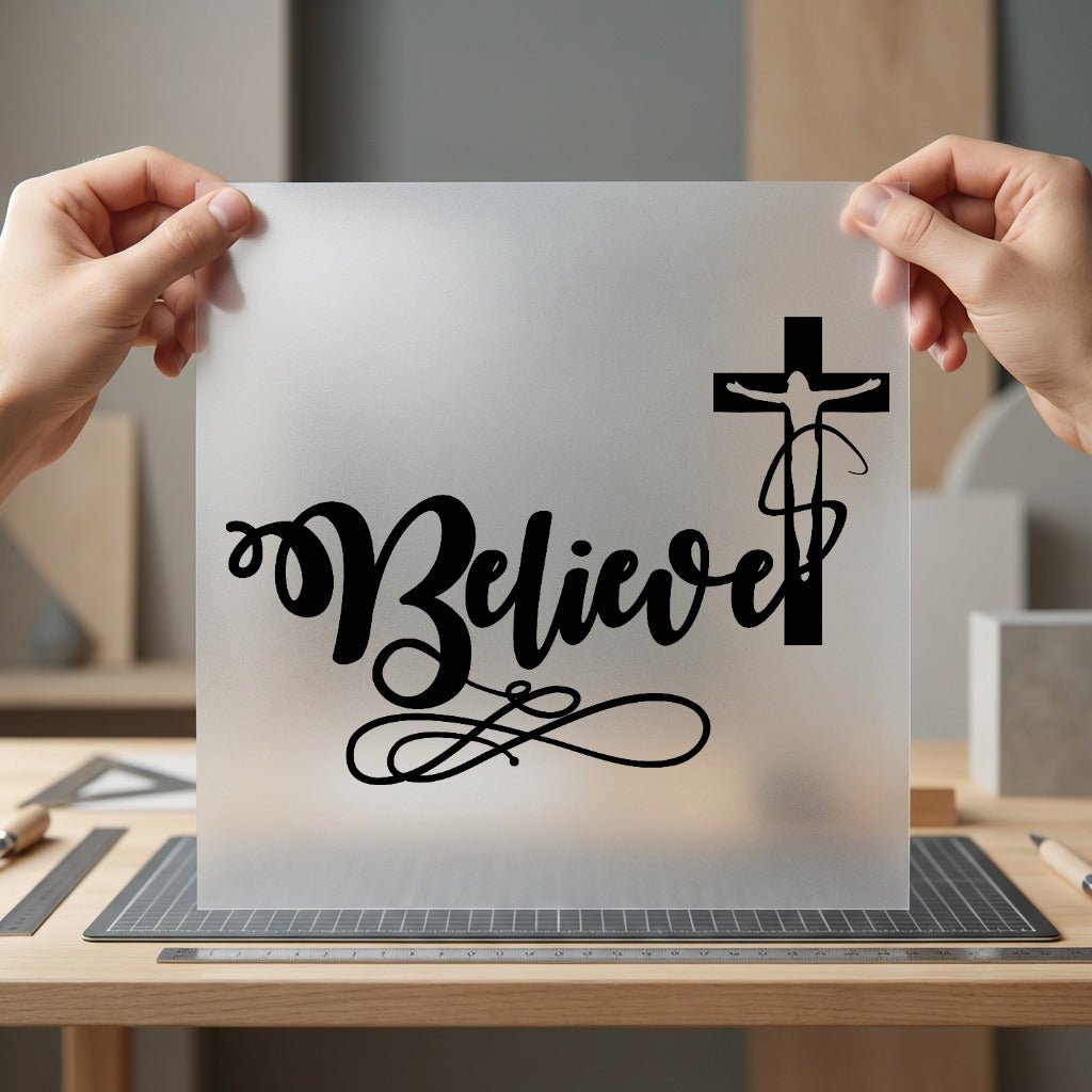 Believe Christian Word Cross Christian Faith Ready to Press DTF Transfer for Dtf