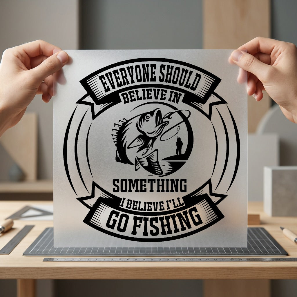 Believe Fishing Retro Diy Dad Grandpa Ready to Press DTF Transfer for Dtf