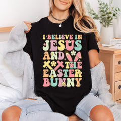 Believe Jesus Easter Bunny Christian Faith Ready to Press DTF Transfer for Dtf