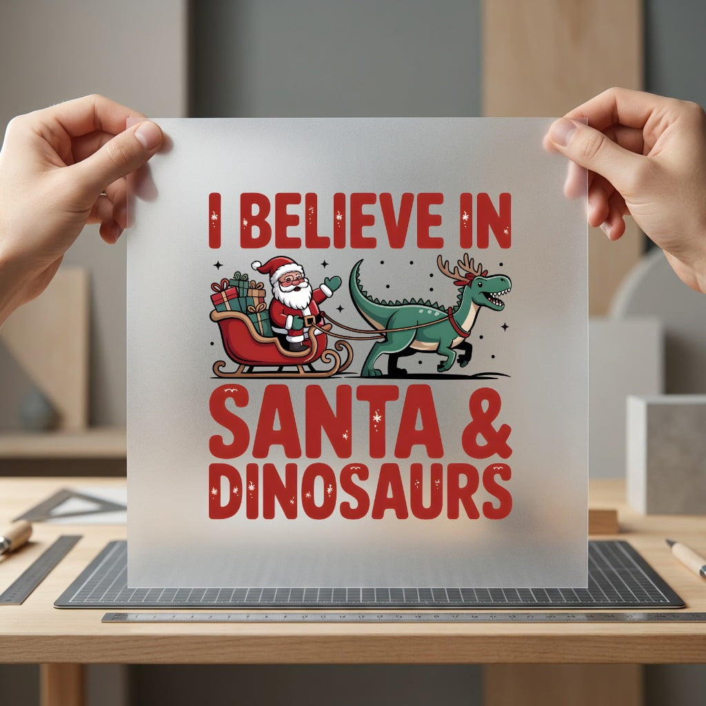 Believe Santa Dinosaurs Funny Christmas Funny Ready to Press DTF Transfer for Dtf