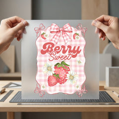 Berry Sweet Gingham Retro Cute Food Characters Collection Cute & Kawaii Collection Ready to Press DTF Transfer for Dtf