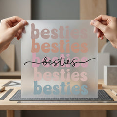 Besties Groovy Font Retro Retro Boho Ready to Press DTF Transfer for Dtf