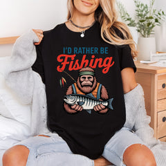 Bigfoot Rather Fishing Retro Dad Funny Ready to Press DTF Transfer for Dtf