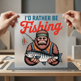 Bigfoot Rather Fishing Retro Dad Funny Ready to Press DTF Transfer for Dtf