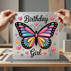 Birthday Girl Colorful Butterfly Butterfly Ready to Press DTF Transfer for Dtf