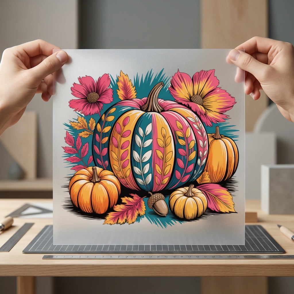 Boho Fall Pumpkins Flowers Thanksgiving Fall Ready to Press DTF Transfer for Dtf