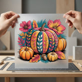 Boho Fall Pumpkins Flowers Thanksgiving Fall Ready to Press DTF Transfer for Dtf