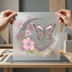 Boho Floral Butterfly Moon Vintage Retro Ready to Press DTF Transfer for Dtf