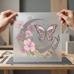 Boho Floral Butterfly Moon Vintage Retro Ready to Press DTF Transfer for Dtf
