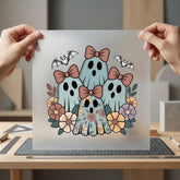 Boho Ghost Family Halloween Halloween Fall Ready to Press DTF Transfer for Dtf