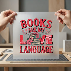 Books Love Language Retro Valentine Teacher Ready to Press DTF Transfer for Dtf