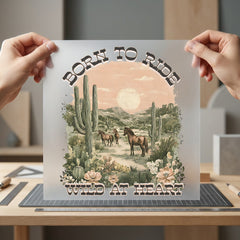 Born Ride Wild Heart Usa Vintage Ready to Press DTF Transfer for Dtf
