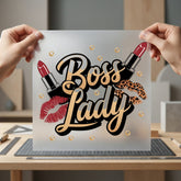 Boss Lady Lipstick Leopard Leopard Ready to Press DTF Transfer for Dtf