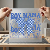 Boy Mama Blue Bow Mom Retro Ready to Press DTF Transfer for Dtf