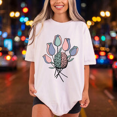 Brain Tulips Mental Health Aesthetic Ready to Press DTF Transfer for Dtf