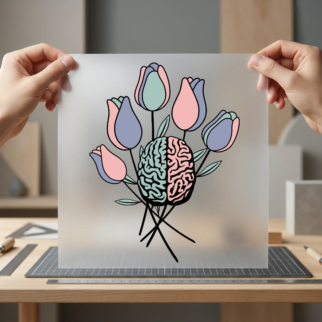 Brain Tulips Mental Health Aesthetic Ready to Press DTF Transfer for Dtf