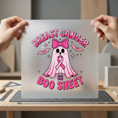 Breast Cancer Boo Sheet Halloween Funny Ready to Press DTF Transfer for Dtf