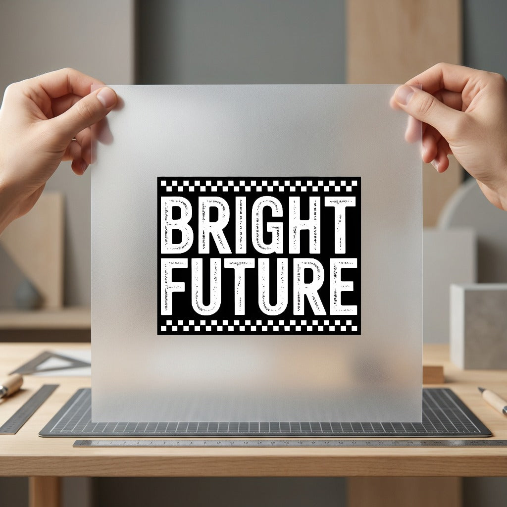 Bright Future Checkered Text Vintage Retro Ready to Press DTF Transfer for Dtf