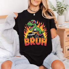 Bruh Dinosaur Monster Truck Funny Retro Ready to Press DTF Transfer for Dtf