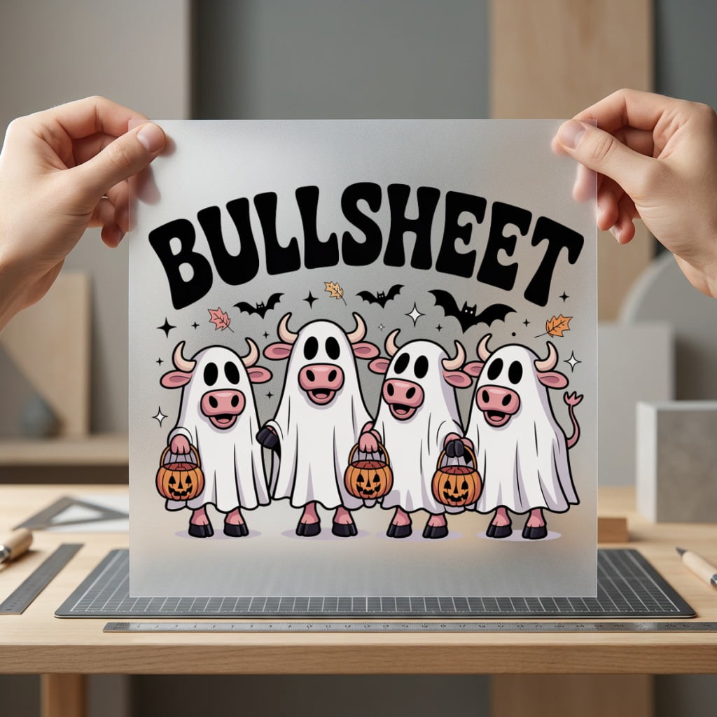 Bullsheet Cow Ghost Spooky Halloween Funny Ready to Press DTF Transfer for Dtf