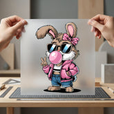 Bunny Bubble Gum Retro Funny Retro Ready to Press DTF Transfer for Dtf