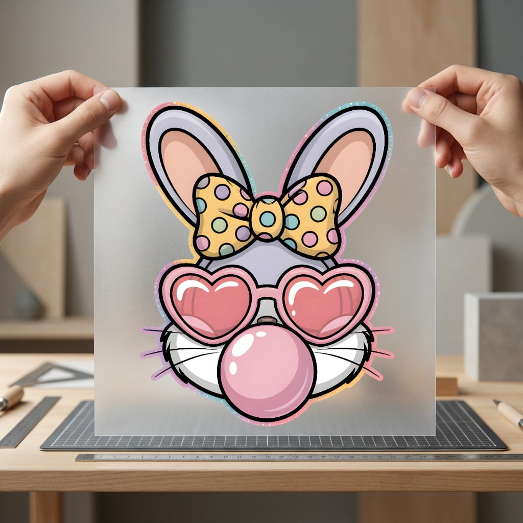 Bunny Bubblegum Heart Glasses Retro Aesthetic Ready to Press DTF Transfer for Dtf