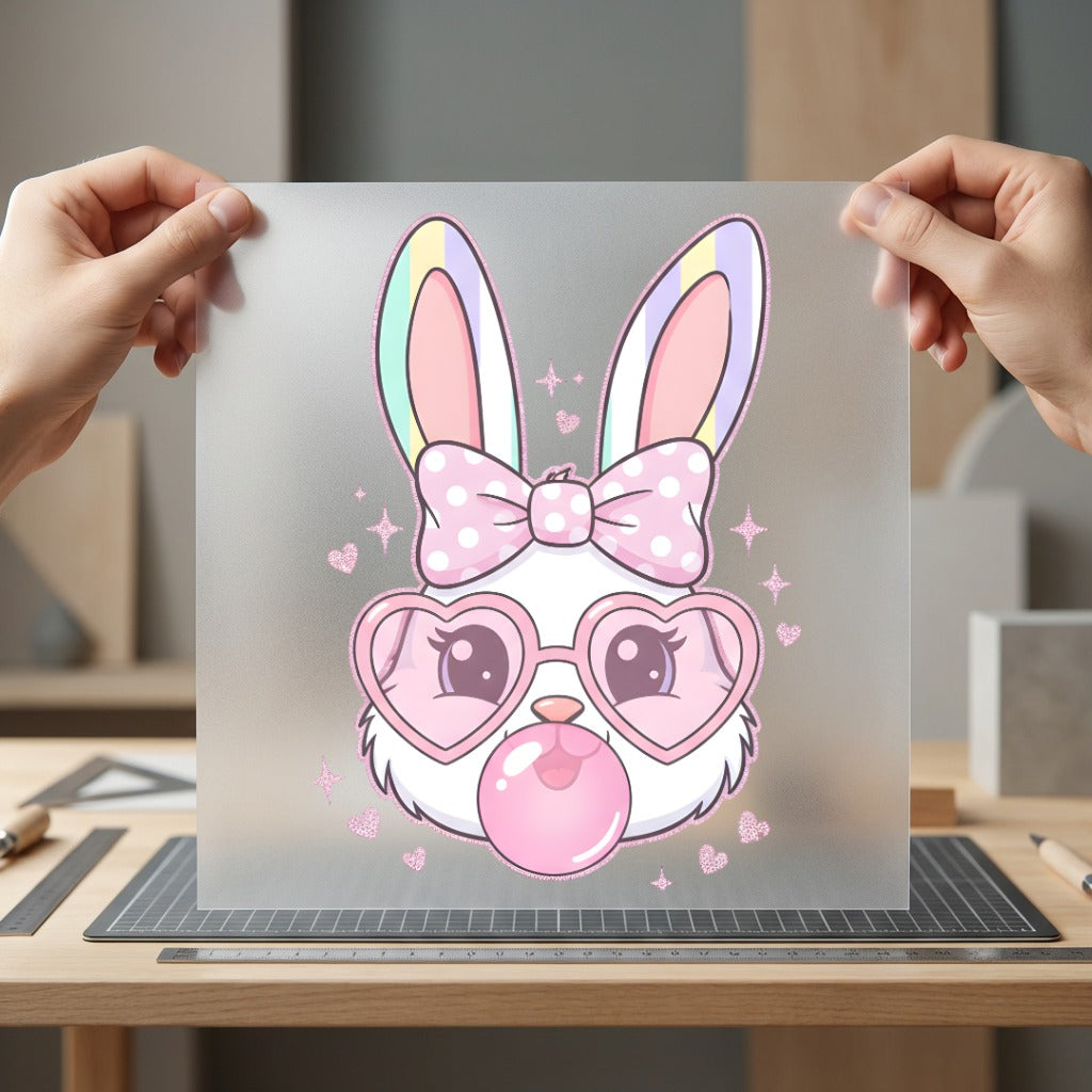 Bunny Heart Glasses Kawaii Easter Aesthetic Ready to Press DTF Transfer for Dtf