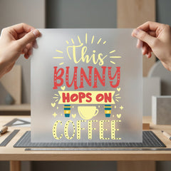 Bunny Hops Coffee Easter Easter Spring Ready to Press DTF Transfer for Dtf