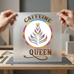 Caffeine Queen Latte Art Funny Sarcastic Ready to Press DTF Transfer for Dtf