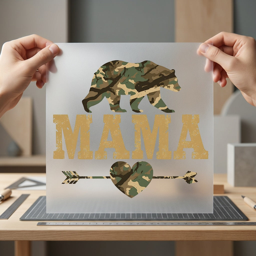 Camo Bear Mama Wild Mom Mama Ready to Press DTF Transfer for Dtf