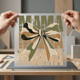 Camo Mama Bow Rustic Mom Mama Ready to Press DTF Transfer for Dtf