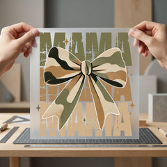 Camo Mama Bow Rustic Mom Mama Ready to Press DTF Transfer for Dtf