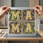 Camo Mama Glitter Bow Usa Mom Ready to Press DTF Transfer for Dtf