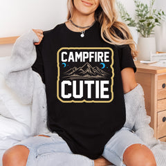 Campfire Cutie Mountain Moon Vintage Retro Ready to Press DTF Transfer for Dtf