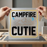 Campfire Cutie Mountain Moon Vintage Retro Ready to Press DTF Transfer for Dtf