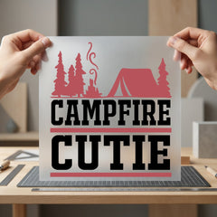Campfire Cutie Rustic Camping Vintage Retro Ready to Press DTF Transfer for Dtf