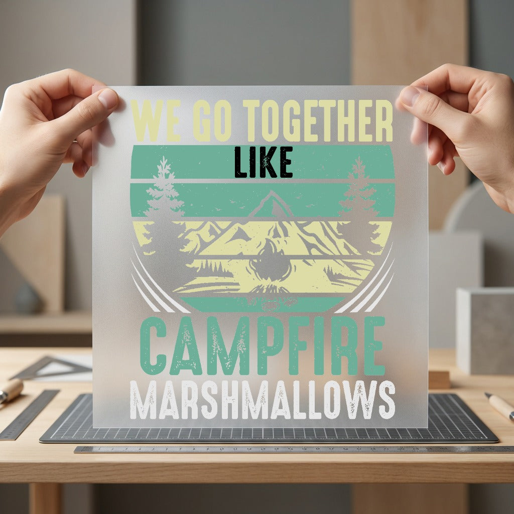 Campfire Marshmallows Retro Camping Vintage Retro Ready to Press DTF Transfer for Dtf