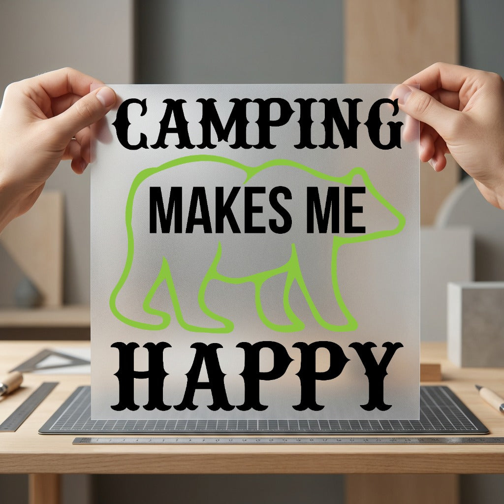 Camping Bear Outdoorsy Diy Vintage Retro Ready to Press DTF Transfer for Dtf