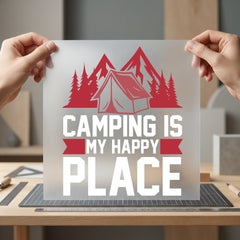Camping Happy Place Adventure Vintage Retro Ready to Press DTF Transfer for Dtf