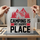 Camping Happy Place Adventure Vintage Retro Ready to Press DTF Transfer for Dtf