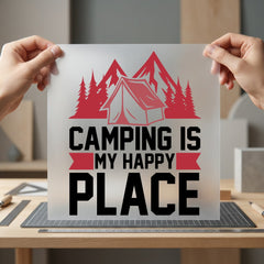 Camping Happy Place Adventure Vintage Retro Ready to Press DTF Transfer for Dtf