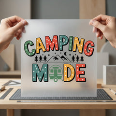 Camping Mode Retro Camper Retro Camping Ready to Press DTF Transfer for Dtf