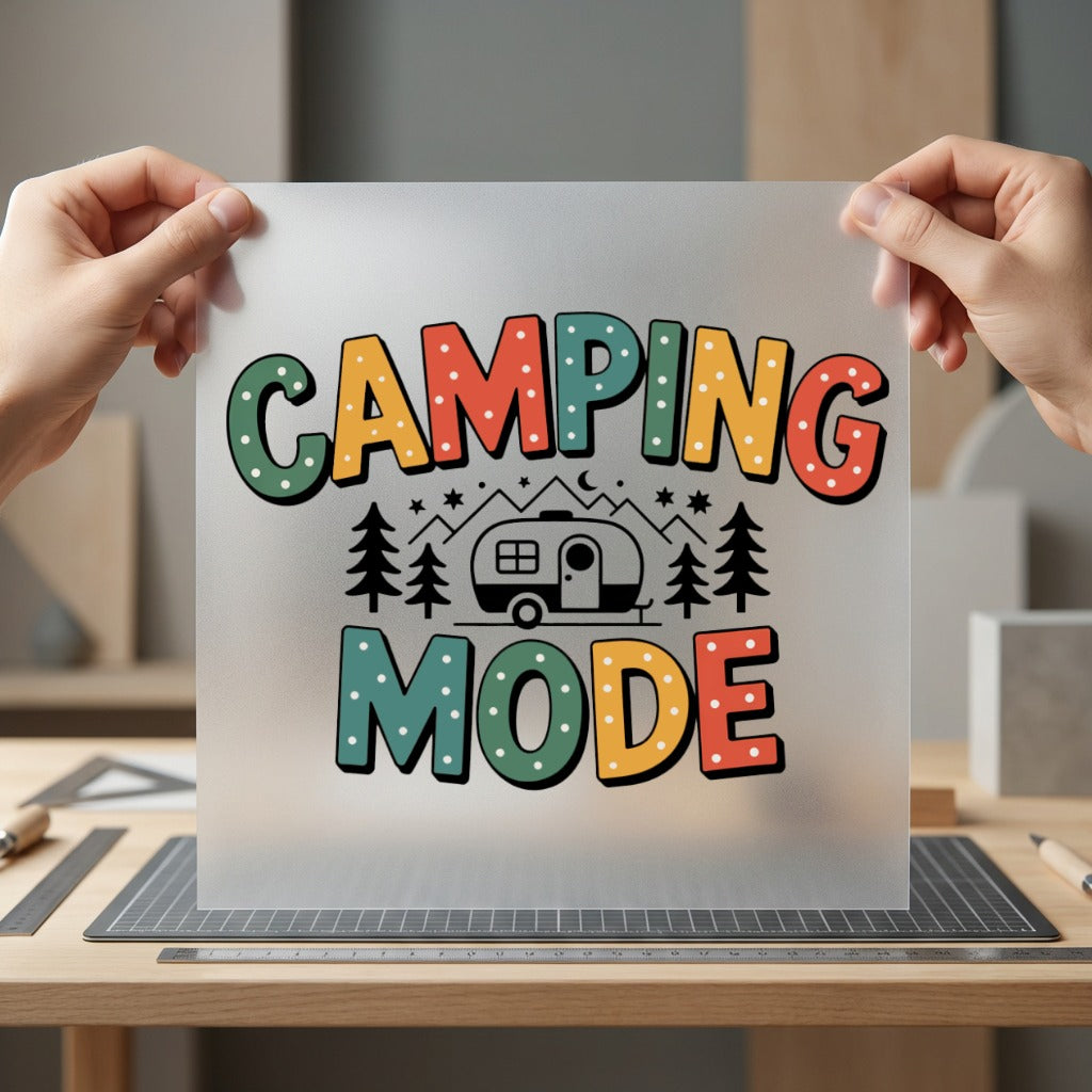 Camping Mode Retro Camper Vintage Retro Ready to Press DTF Transfer for Dtf