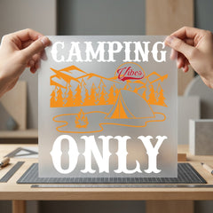 Camping Only Vibes Mountain Vintage Retro Ready to Press DTF Transfer for Dtf