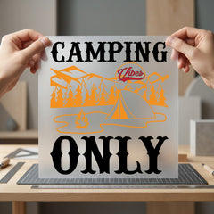 Camping Only Vibes Mountain Vintage Retro Ready to Press DTF Transfer for Dtf